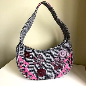 3/$30💚Guido Martinez black and pink chevron floral purse bag